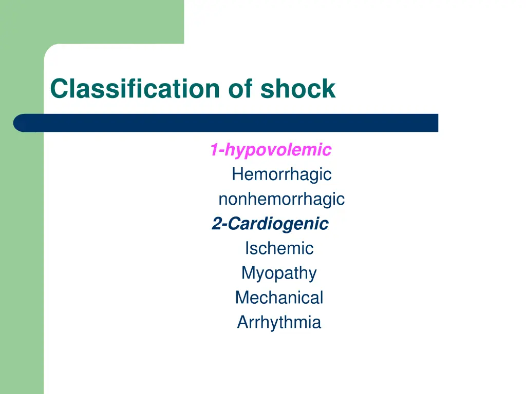 classification of shock