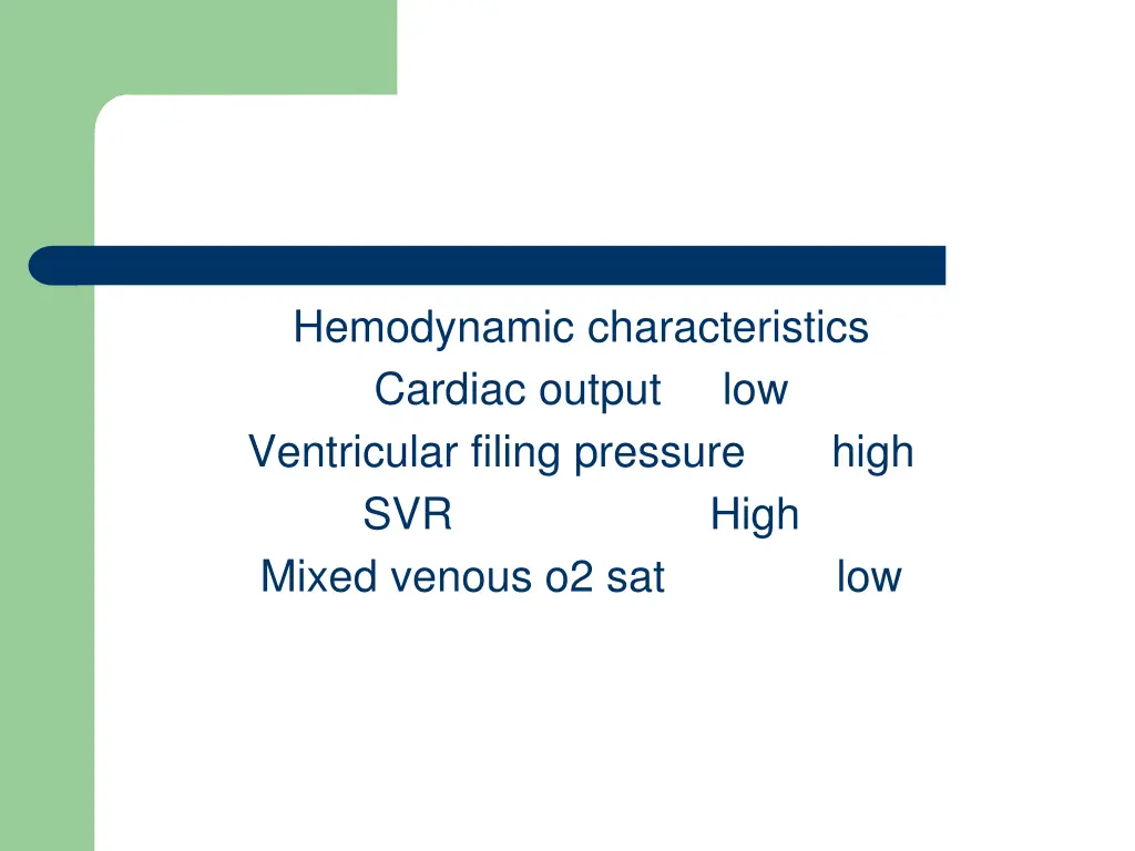 hemodynamic characteristics cardiac output