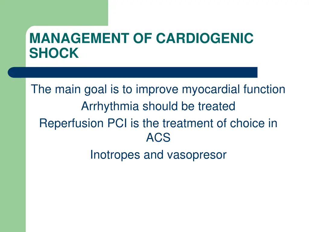 management of cardiogenic shock