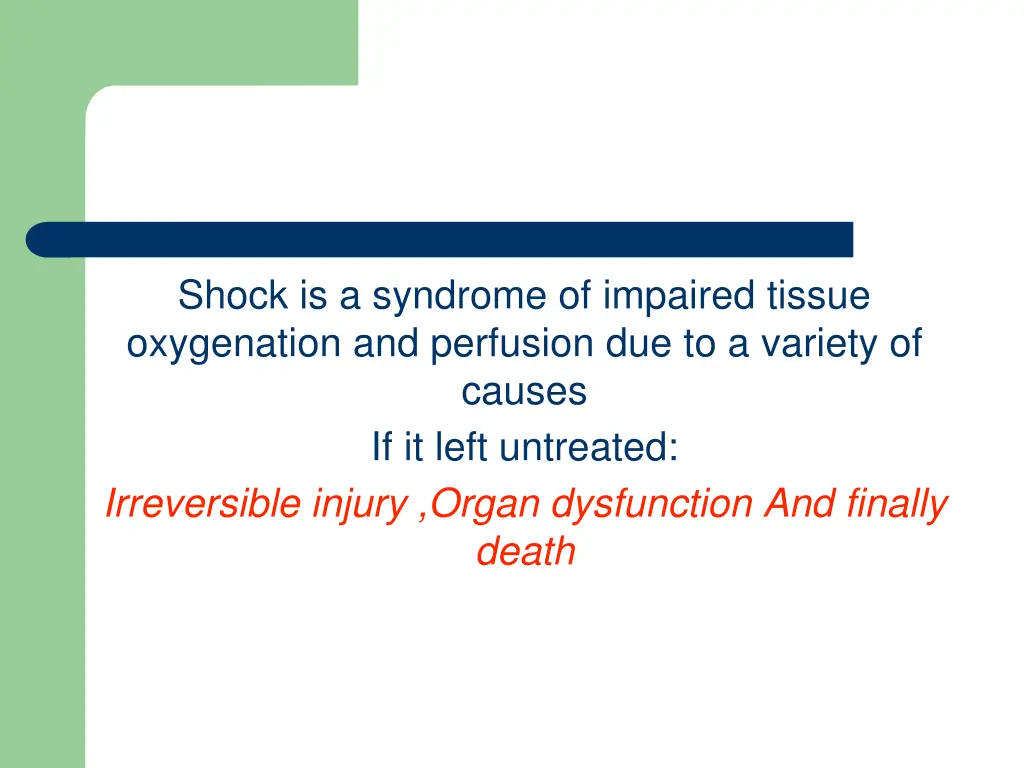shock is a syndrome of impaired tissue