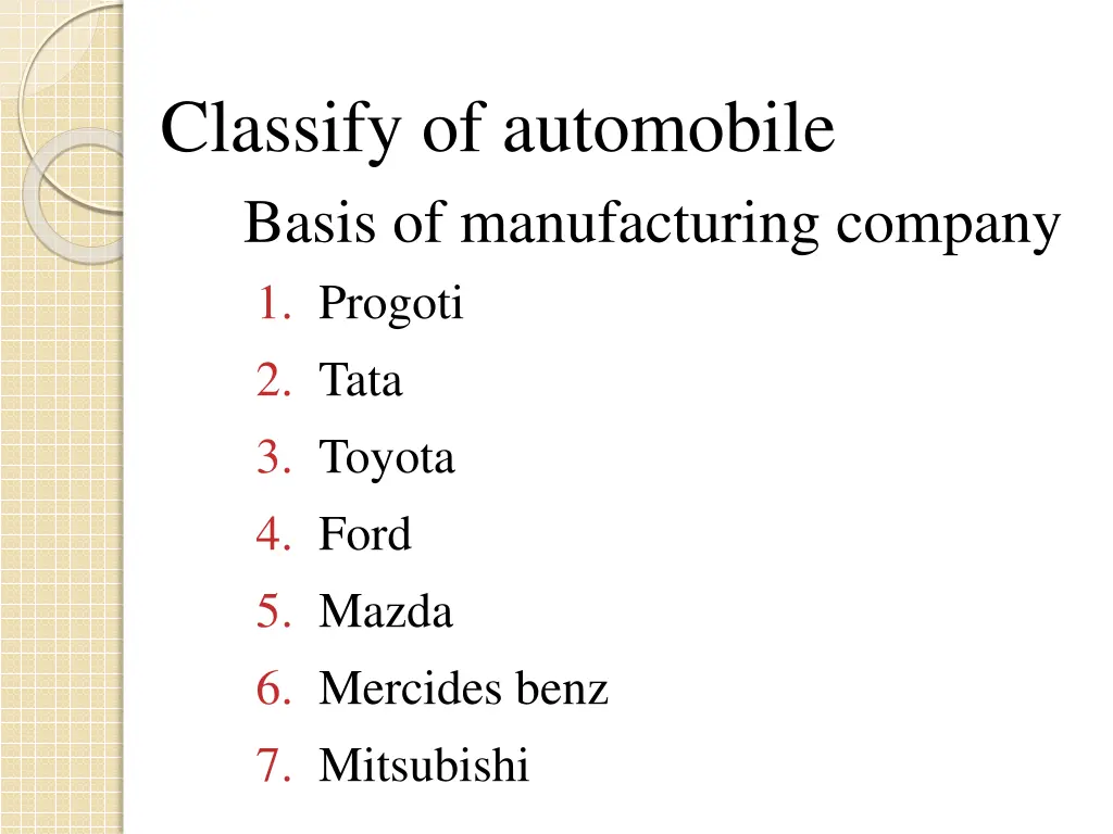 classify of automobile basis of manufacturing