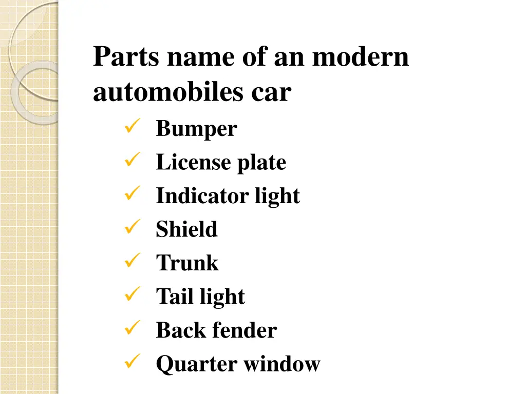 parts name of an modern automobiles car bumper