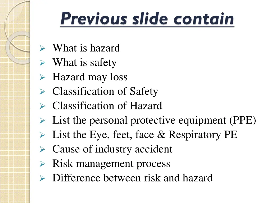 previous slide contain