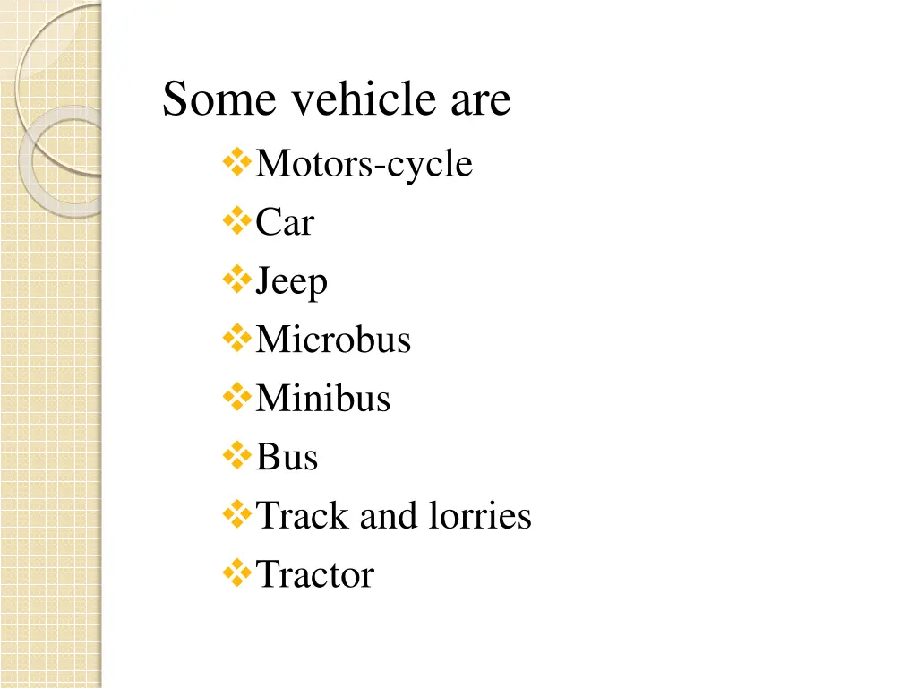 some vehicle are motors cycle car jeep microbus
