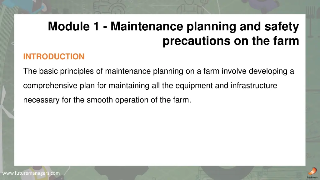 module 1 maintenance planning and safety