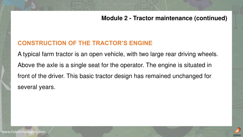 module 2 tractor maintenance continued