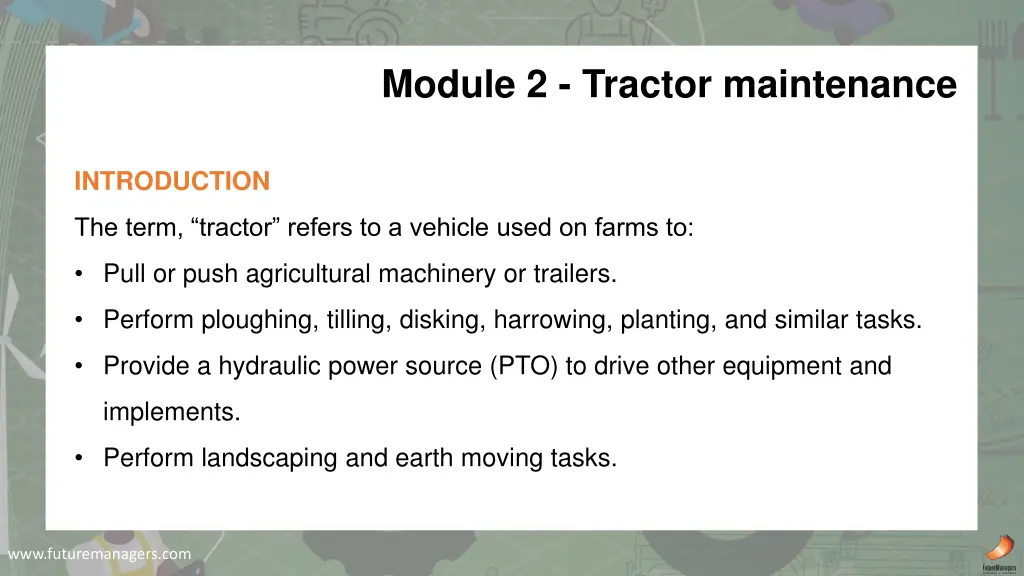 module 2 tractor maintenance
