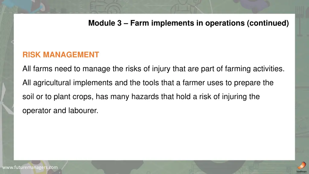 module 3 farm implements in operations continued