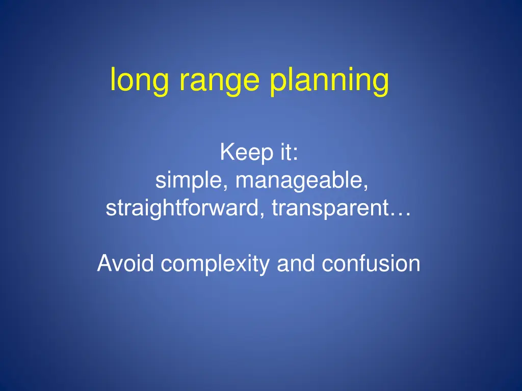 long range planning