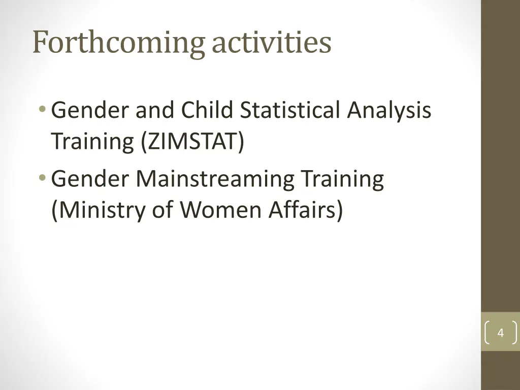 forthcoming activities