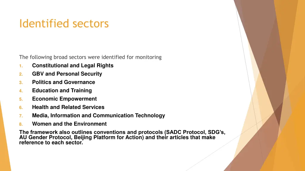 identified sectors