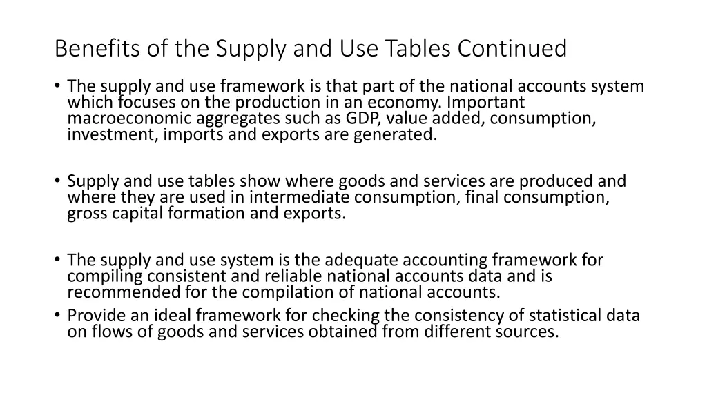 benefits of the supply and use tables continued 1