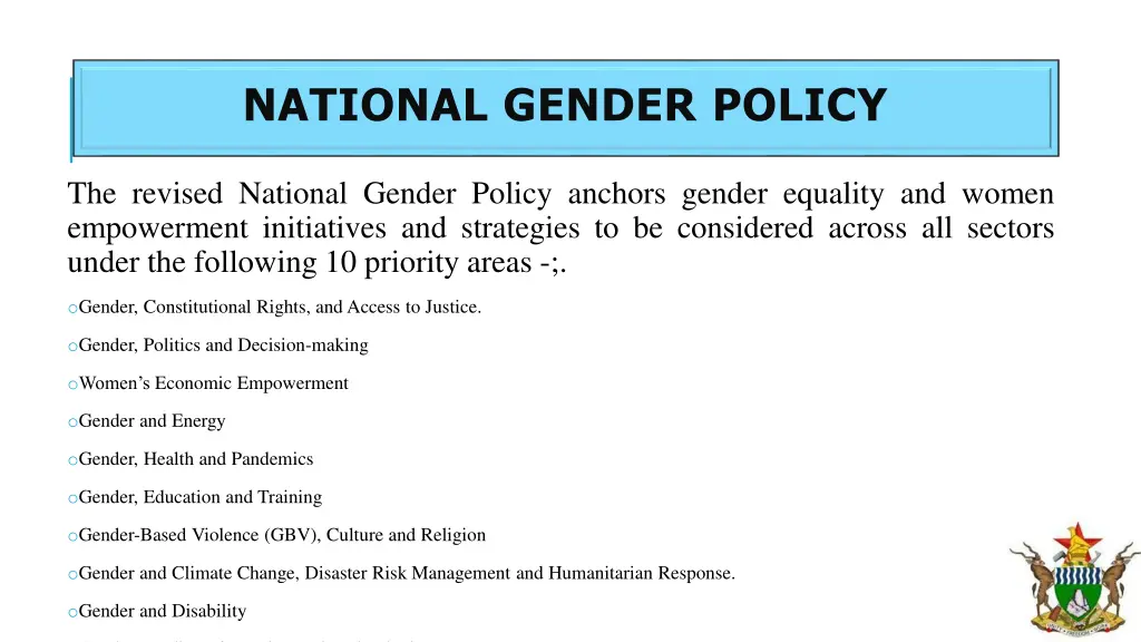 national gender policy 2