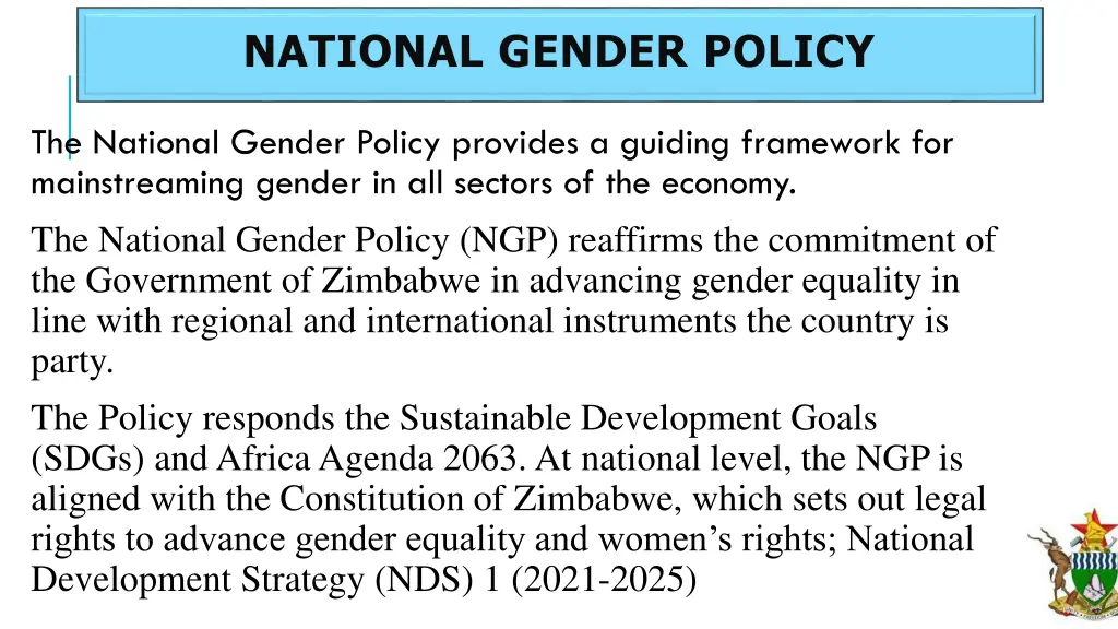 national gender policy