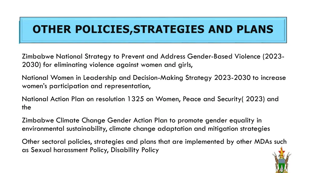 other policies strategies and plans