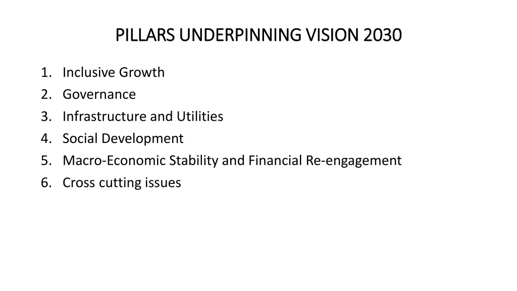 pillars underpinning vision 2030 pillars