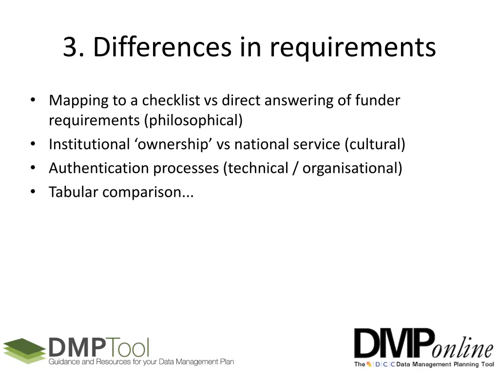 3 differences in requirements