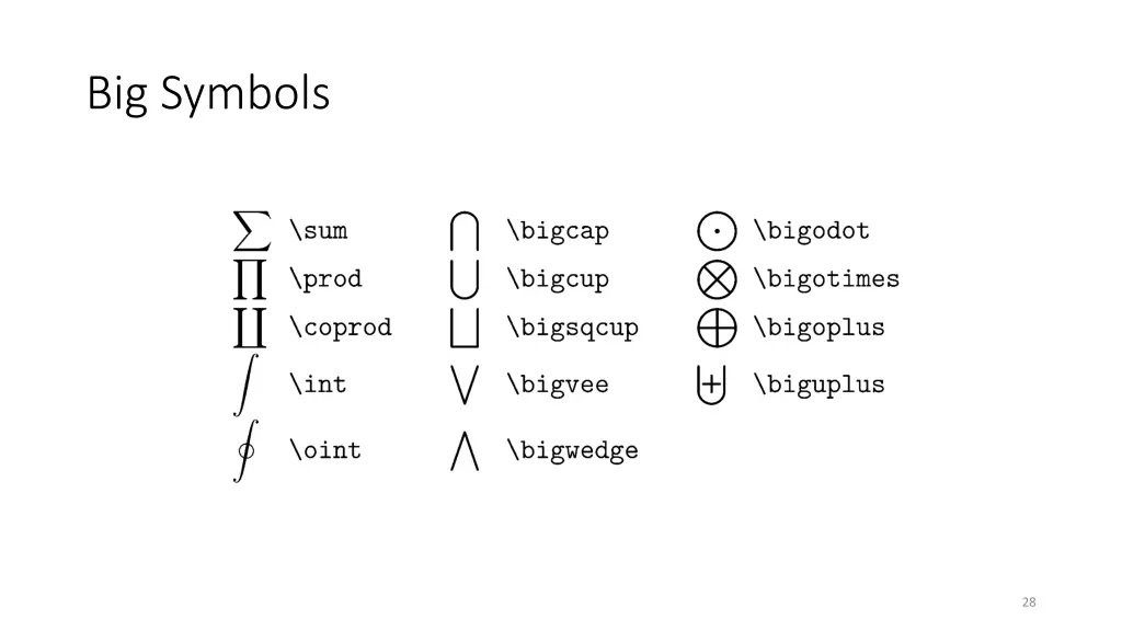 big symbols