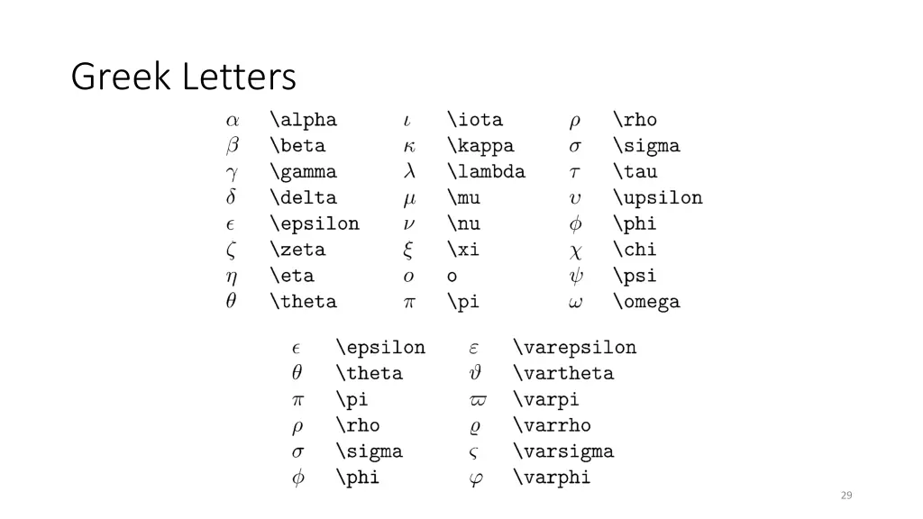 greek letters