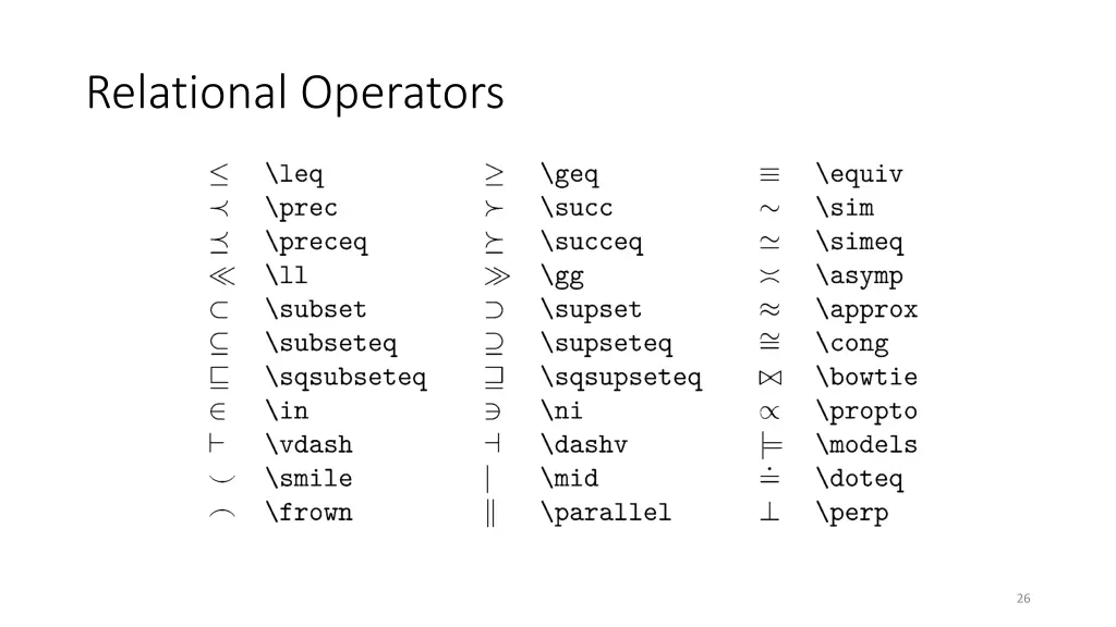 relational operators