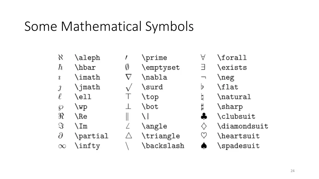 some mathematical symbols