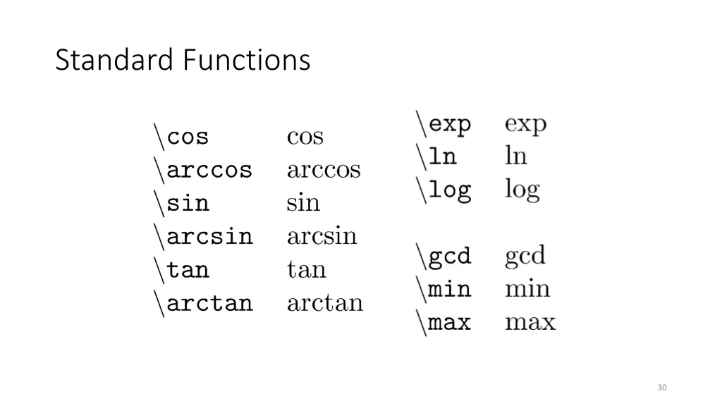 standard functions