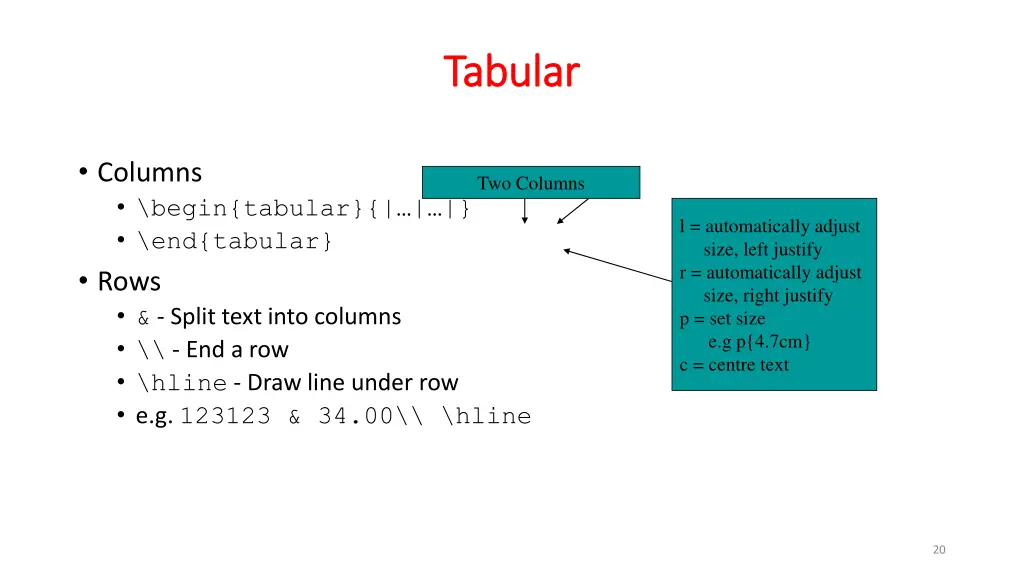tabular tabular