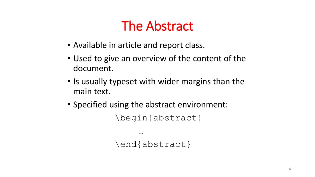the abstract the abstract