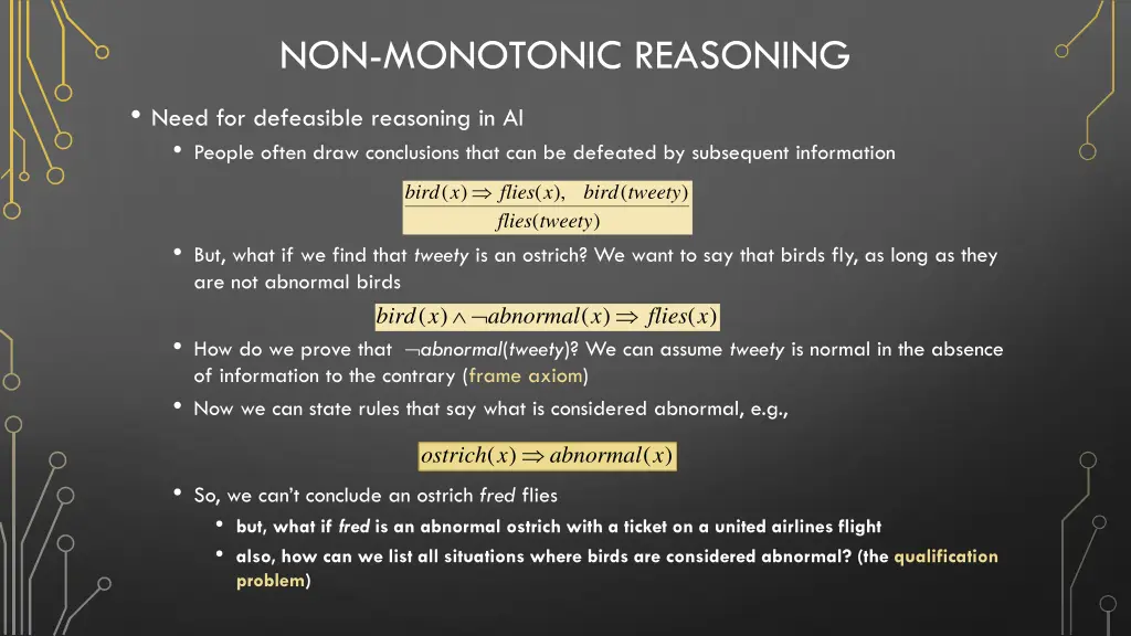 non monotonic reasoning