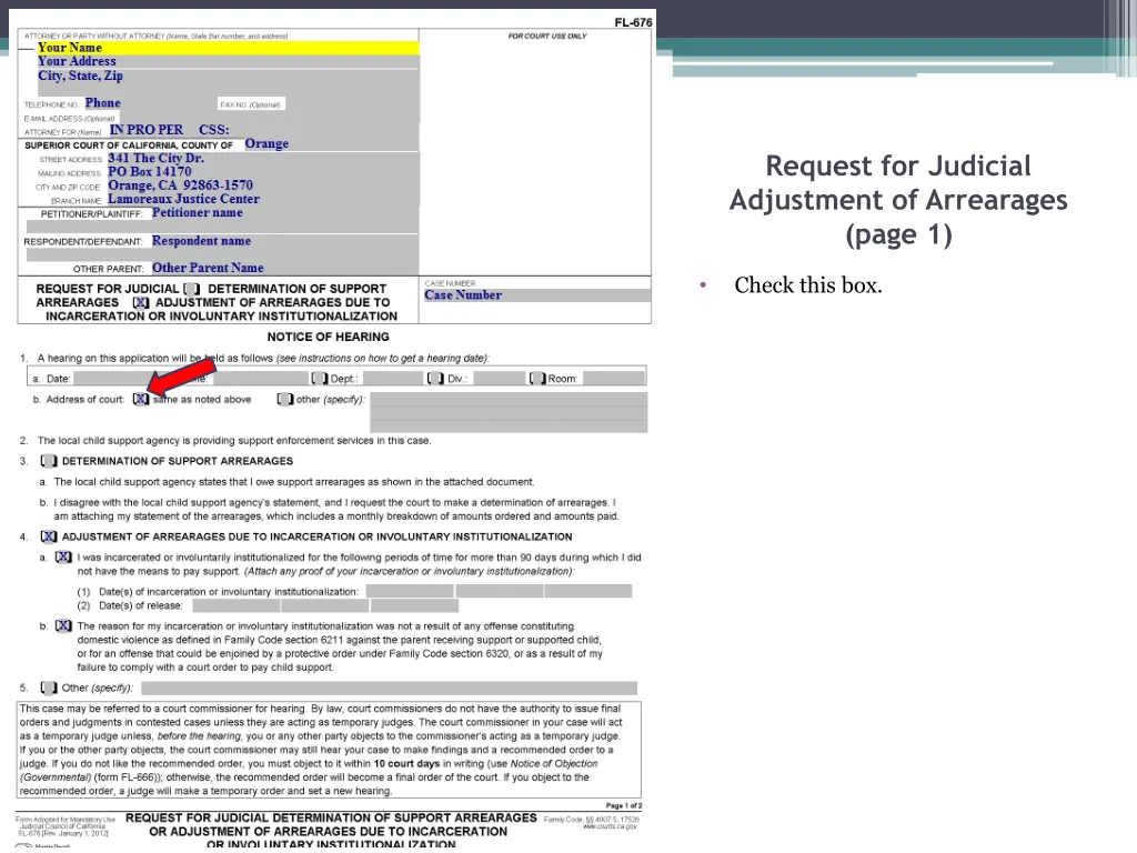 request for judicial adjustment of arrearages 5