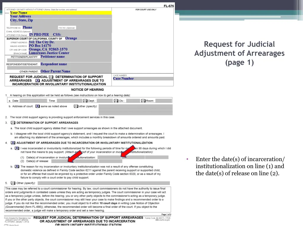 request for judicial adjustment of arrearages 7