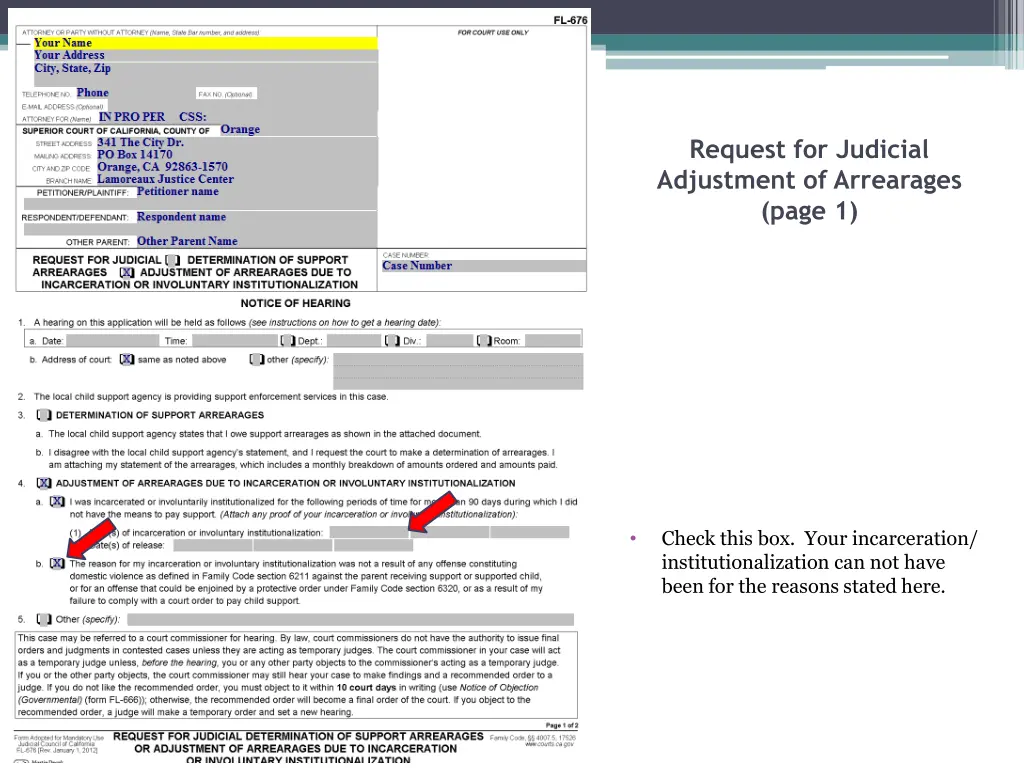 request for judicial adjustment of arrearages 8