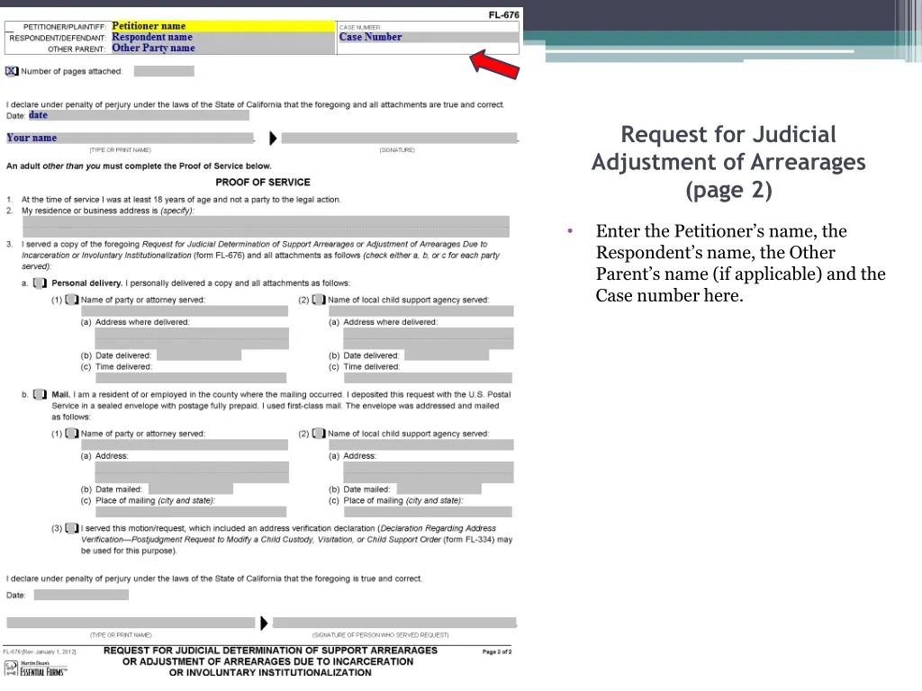 request for judicial adjustment of arrearages 9