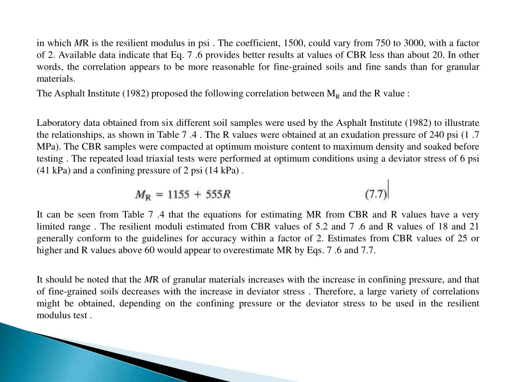 in which m r is the resilient modulus