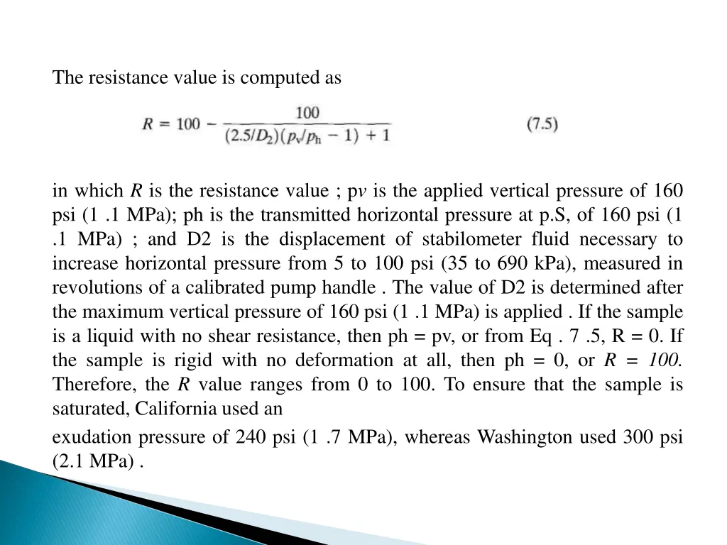 the resistance value is computed as