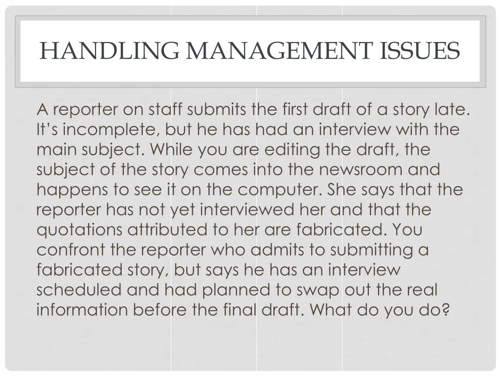 handling management issues