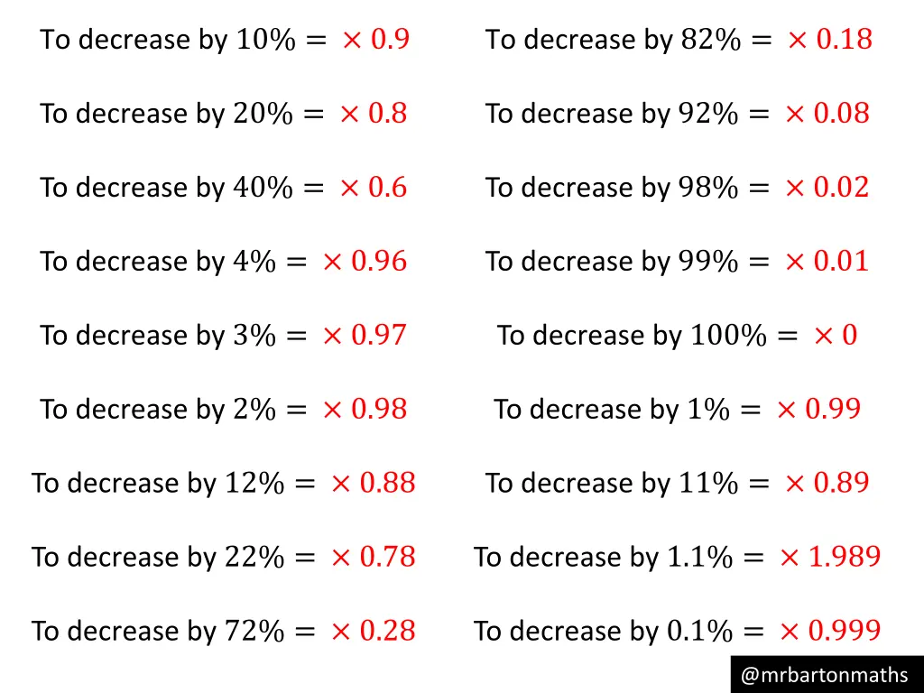 to decrease by 10 0 9