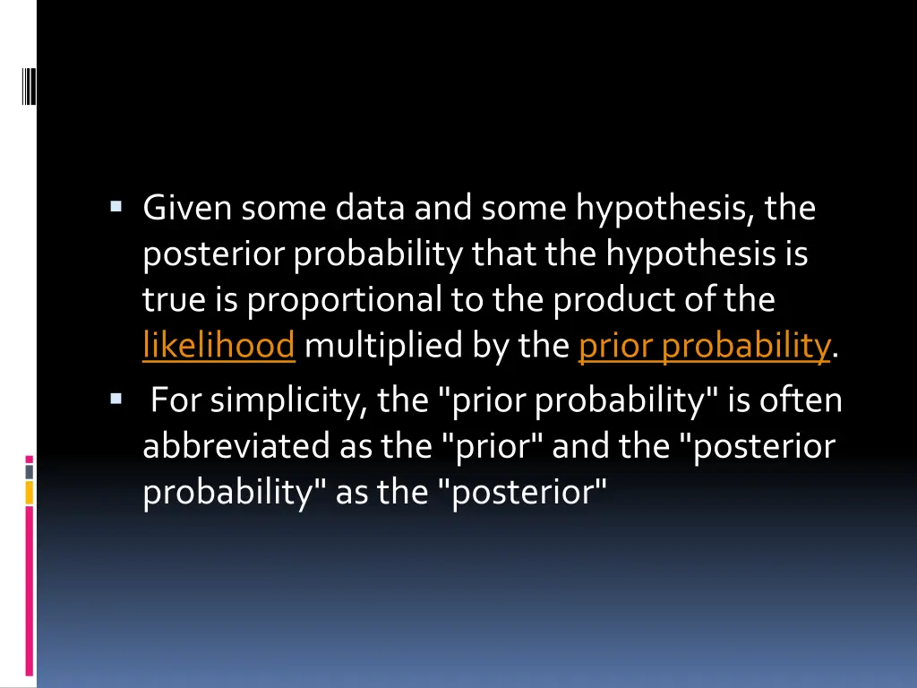 given some data and some hypothesis the posterior