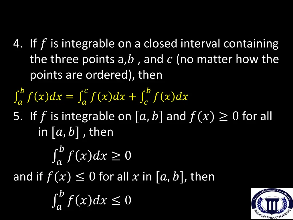 4 if is integrable on a closed interval