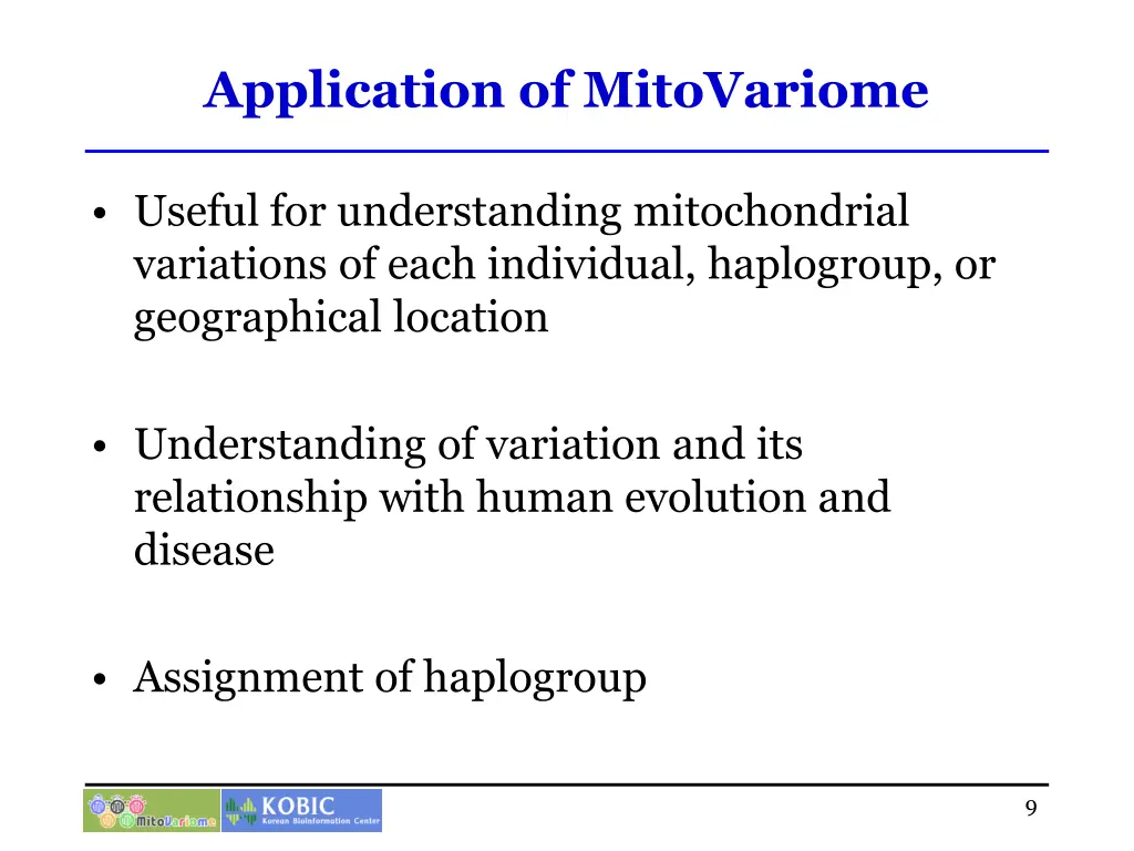 application of mitovariome