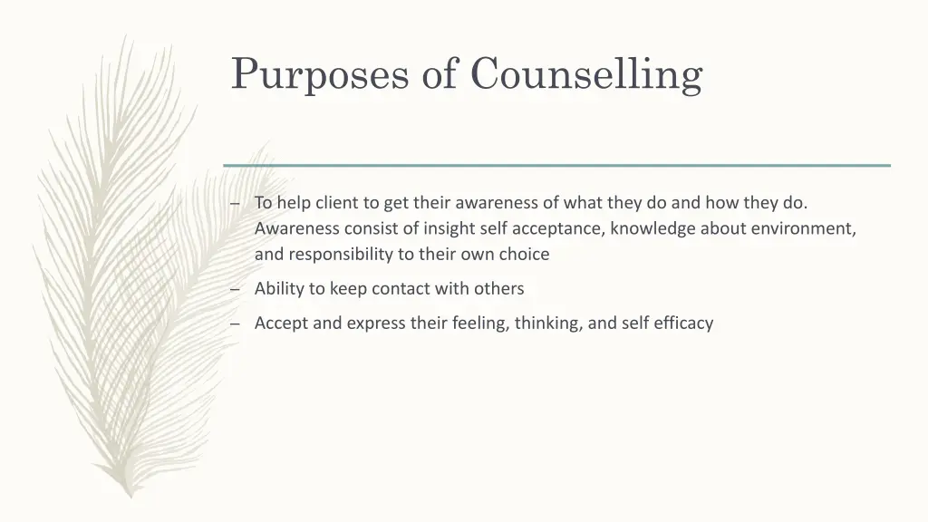 purposes of counselling