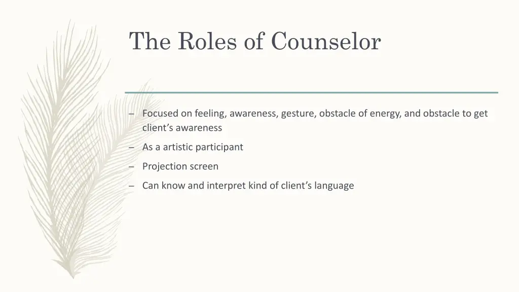 the roles of counselor