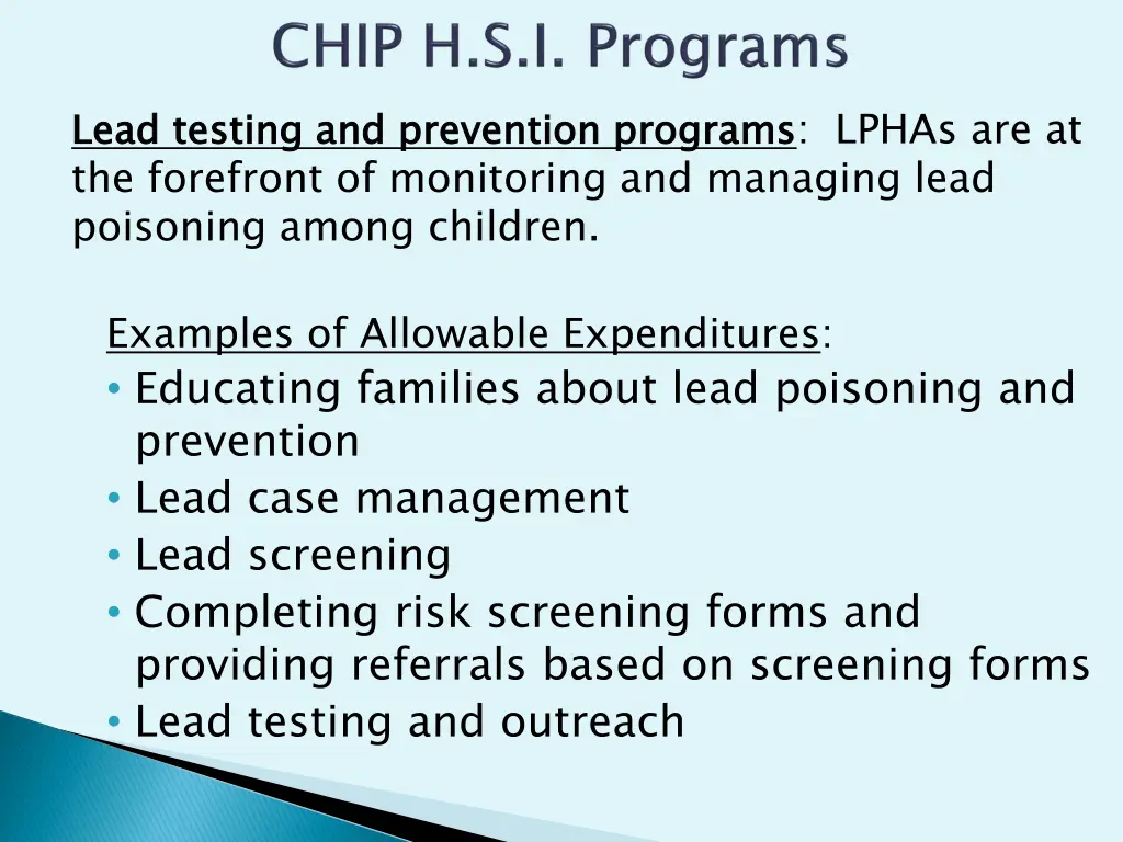 lead testing and prevention programs lphas are at
