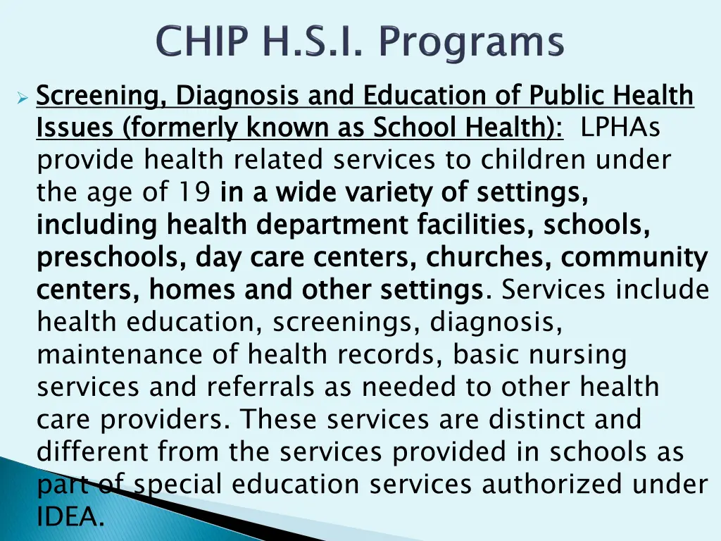 screening diagnosis and education of public