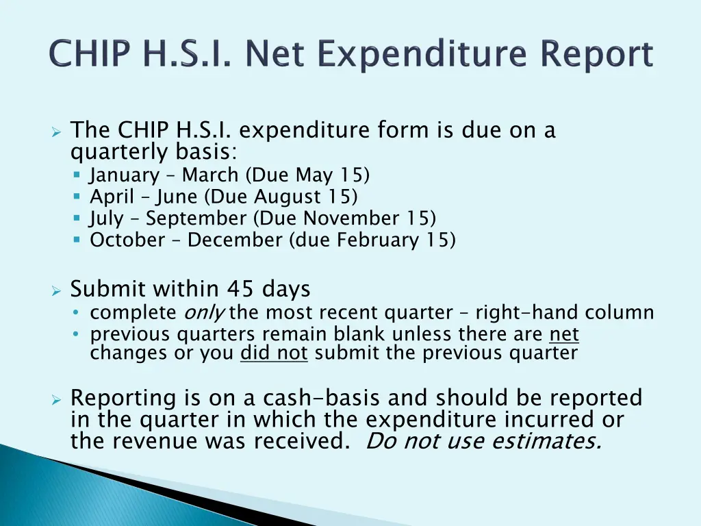 the chip h s i expenditure form