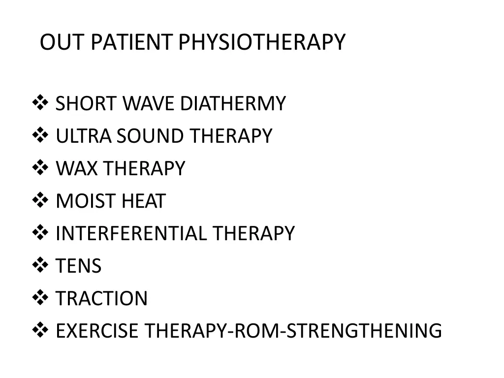 out patient physiotherapy