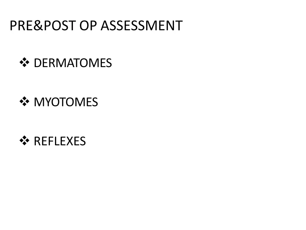 pre post op assessment