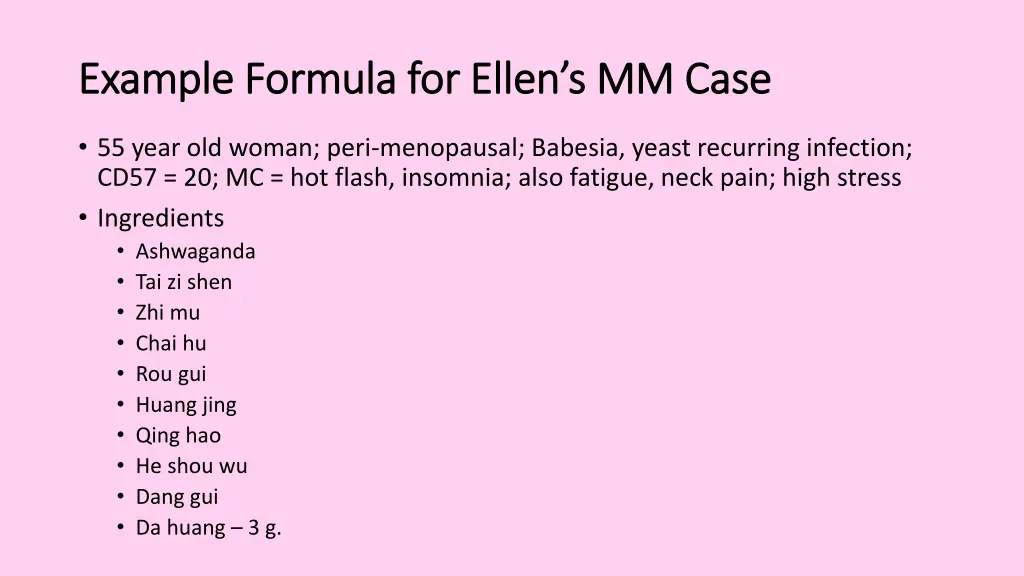 example formula for ellen s mm case example