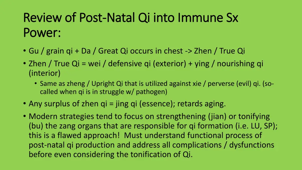 review of post review of post natal qi into
