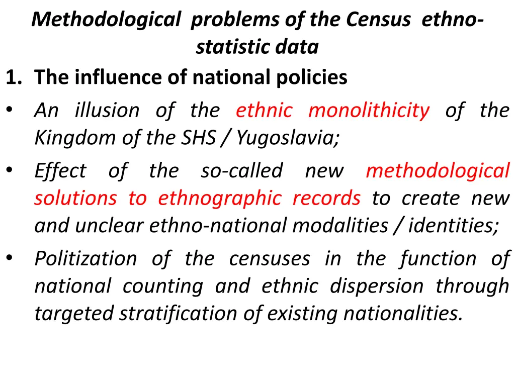 methodological problems of the census ethno